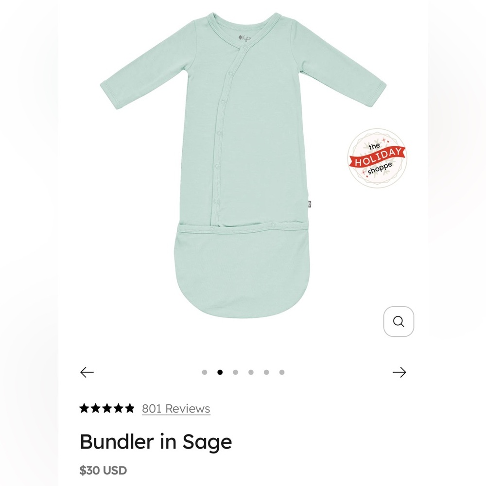 Kyte Baby Bundler / Sleep Sack in Sage, 0-3 months